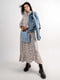 Платье А-силуэта  бежевое с цветочным принтом | 6327883 | фото 3