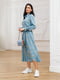 Платье А-силуэта  голубое с цветочным принтом | 6327911 | фото 5