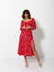 Платье А-силуэта красное в принт | 6401356 | фото 2