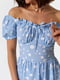 Платье А-силуэта голубое в горошек | 6401358 | фото 4