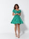 Платье А-силуэта зеленое в горошек | 6401359 | фото 2