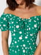 Платье А-силуэта зеленое в горошек | 6401359 | фото 4