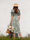 Платье А-силуэта цвета хаки в принт | 6401372 | фото 3