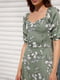 Платье А-силуэта цвета хаки в принт | 6401372 | фото 4