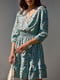 Платье А-силуэта ментолового цвета в принт | 6401381 | фото 4