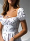 Сукня міні сатинова білого кольору з принтом | 6415916 | фото 5