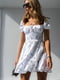 Сукня міні сатинова білого кольору з принтом | 6415916 | фото 4