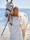 Платье А-силуэта молочного цвета в принт | 6420261 | фото 6
