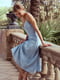 Платье А-силуэта голубое в принт | 6420485 | фото 2