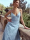 Платье А-силуэта голубое в принт | 6420485 | фото 4