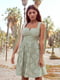 Сукня А-силуету кольору хакі | 6420490 | фото 2