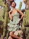 Сукня А-силуету кольору хакі | 6420496 | фото 2