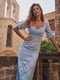 Сукня А-силуету блакитна в принт | 6420526 | фото 3
