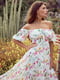 Платье А-силуэта молочного цвета в принт | 6420532 | фото 3