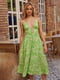 Сукня А-силуету салатового кольору в принт | 6420541 | фото 2