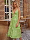 Платье А-силуэта салатового цвета в принт | 6420541 | фото 4