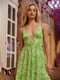 Сукня А-силуету салатового кольору в принт | 6420541 | фото 5