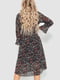 Платье А-силуэта черное в цветочный принт | 6430959 | фото 4