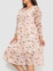 Платье А-силуэта пудровое в принт | 6430960 | фото 3