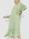 Платье А-силуэта оливковое с узором | 6430972 | фото 3