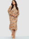 Платье А-силуэта бежевое в цветочный принт | 6430976 | фото 2