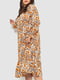 Платье А-силуэта бежевое в цветочный принт | 6430976 | фото 3