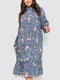 Сукня А-силуету синя з принтом | 6430979 | фото 2