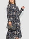 Платье А-силуэта черное с принтом | 6430984 | фото 2