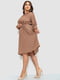 Платье А-силуэта цвета мокко с узором | 6431000 | фото 3