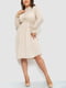 Платье А-силуэта светло-бежевое с узором | 6431002 | фото 2
