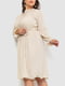 Платье А-силуэта светло-бежевое с узором | 6431002 | фото 3