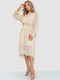 Платье А-силуэта светло-бежевое в горох | 6431008 | фото 2