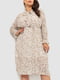 Платье А-силуэта серо-бежевое в принт | 6431016 | фото 2