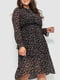 Платье А-силуэта черно-бежевое с узором | 6431019 | фото 2