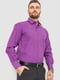 Рубашка фиолетовая в принтованную полоску | 6431069 | фото 3