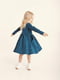 Платье синее с цветочным принтом и микроначесом | 6426547 | фото 7