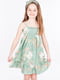 Платье зеленое с цветочным принтом | 6428568 | фото 2
