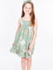 Платье зеленое с цветочным принтом | 6428568 | фото 3