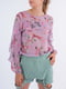 Блуза рожева з квітковим принтом | 6431741 | фото 3