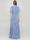 Платье А-силуэта голубое в цветочный принт | 6431808 | фото 2