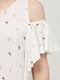 Блуза с открытыми плечами белая с принтом | 6432037 | фото 4