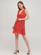Платье А-силуэта красное с цветочным принтом | 6432363