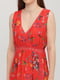 Платье А-силуэта красное с цветочным принтом | 6432363 | фото 3