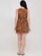 Платье А-силуэта коричневое с цветочным принтом | 6432366 | фото 2
