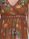 Платье А-силуэта коричневое с цветочным принтом | 6432366 | фото 4