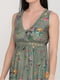 Сукня А-силуету оливкова з квітковим принтом | 6432367 | фото 3
