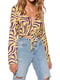 Блуза із зав'язками спереду жовто-фіолетова | 6433100