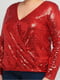 Блуза “на запах” красная, декорированная пайетками | 6434001 | фото 3