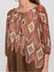 Блуза коричневая с принтом | 6434456 | фото 3
