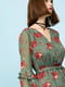 Платье А-силуэта цвета хаки в принт | 6435105 | фото 4